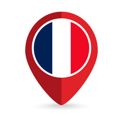 Map pointer with contry Guyane. Guyane flag. Vector illustration.