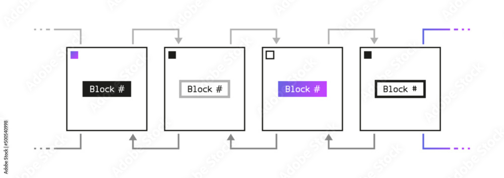 Leinwandbilder Blockchain decentralized network connect system template design vector. Crypto currency digital smart contract protocol contain cryptography hash, transaction data.