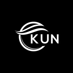 KUN letter logo design on black background. KUN  creative initials letter logo concept. KUN letter design.
