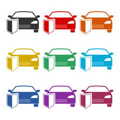 Car secure icon color set