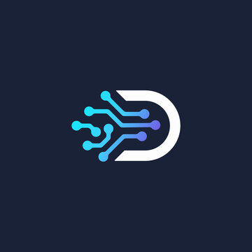 Initial Letter D Digital Logo