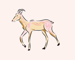 Beautiful bighorn sheep, line abstract art, flat design, vector art, illustration