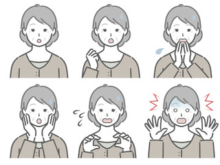 驚く表情の強弱　高齢女性