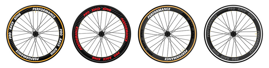 Set Bicycle wheel symbol Bike rubber race bike tyre, valve © antoniofrancois