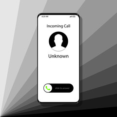 Fototapeta premium Unknown number calling smart mobile Phone Interface Illustration