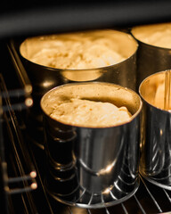 dough in a baking dish. Baking in the oven. We prepare kraffin