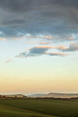 Breath taking views from the South Downs near Lewes in East Sussex looking west to Kingston Ridge south east England UK