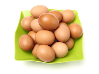 brown eggs on white background