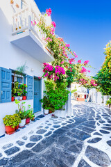 Mykonos, Greece - Famous landmark Greek Islands, whitewashed city.