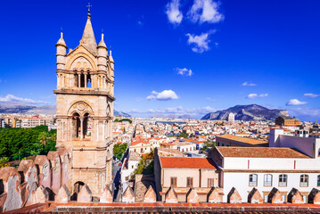 Fototapeta na wymiar Palermo skyline from Cathedral, world heritage site. Sicily, Italy