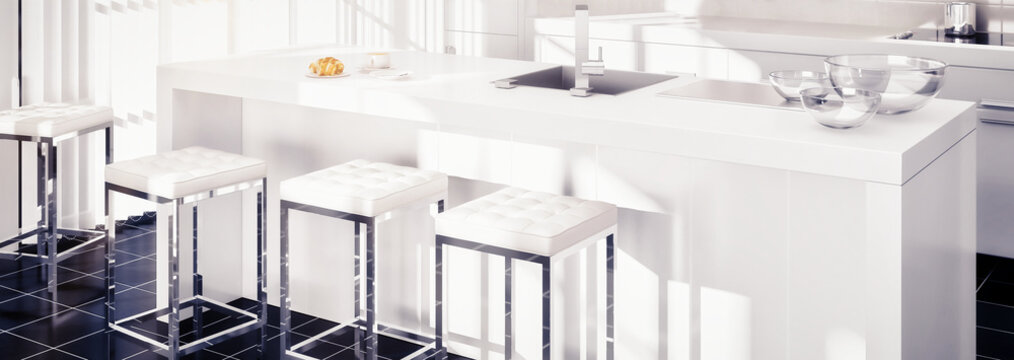 Moderne Küchenplanung - panoramische 3D Visualisierung