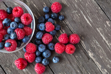 Summer fresh fruits. raspberry, blueberry.