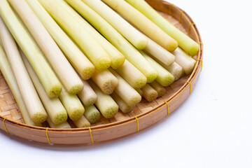 Lotus stem on white background.