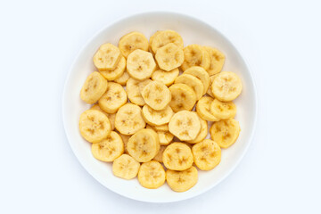 Banana slices isolated on white background
