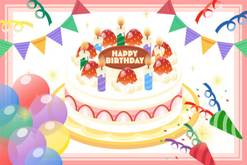 誕生日ケーキのイラスト素材セット(ベクター)