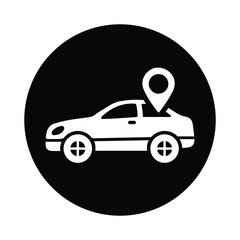Gps, location, car tracker icon. Black vector sketch.