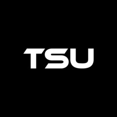 TSU letter logo design with black background in illustrator, vector logo modern alphabet font overlap style. calligraphy designs for logo, Poster, Invitation, etc.
