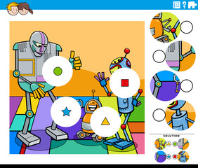 match pieces game with cartoon robot characters