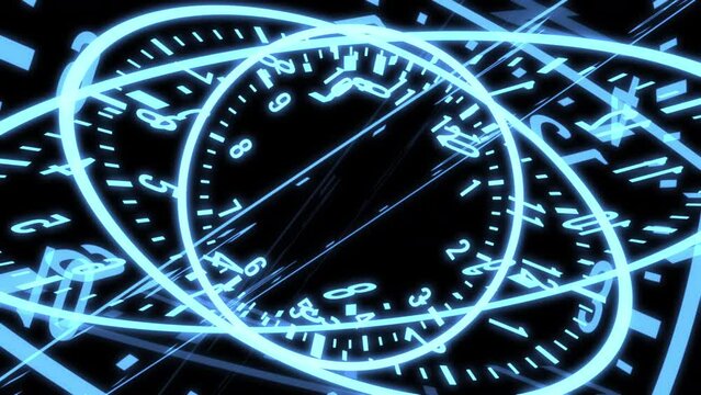 Time Travel Spinning Clock Blue XL VJ Loop Animation Background 