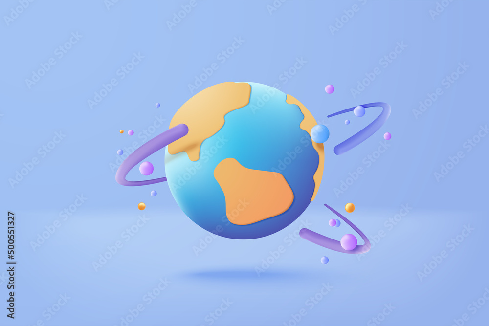 Wall mural 3d earth globe with pinpoints online deliver service, delivery tracking, pin location point marker o