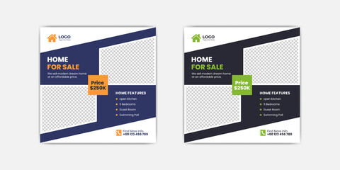 Real estate social media post property sale banner template