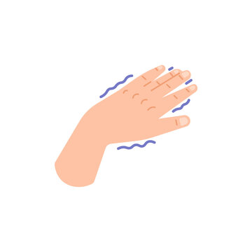 hand tingling, shaking, tremor illustration. illness, incident, problem. flat cartoon. element design