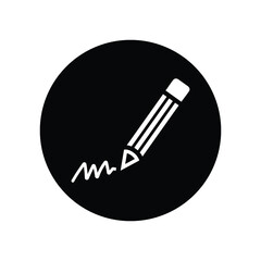 Pencil, drawing, eraser icon. Black vector sketch.