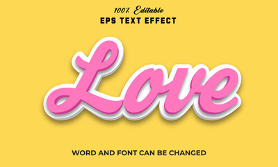 Love Pink Editable 3d text Effect Style,
