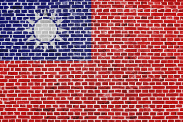 Flag of Taiwan painted on a brick wall
