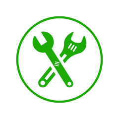 Toolkit, construction, equipment icon. Green vector sketch.