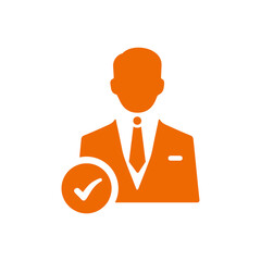 User, account, avatar icon. Orange vector sketch.