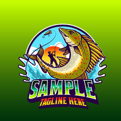 template logo fishing in the wave