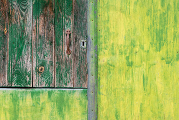 Rural door in green and yellow tones
