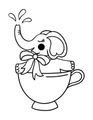 Elephant coloring page. Animal print. Flat illustration of elephant.