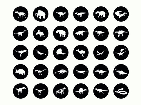 prehistoric animal silhouetteclipart .dinosaurs icons set