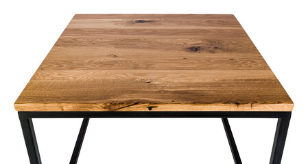 Wooden table with metal legs