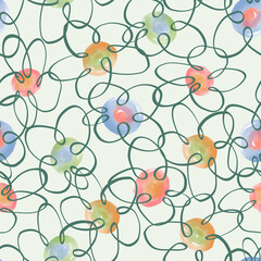 seamless hand drawn pattern background with doodle flowers  , greeting card or fabric