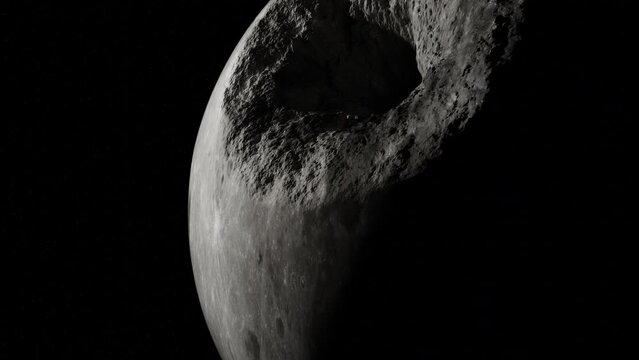 Moon collapse, surface shrink and crack 