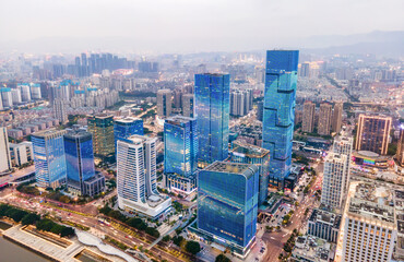 Fototapeta na wymiar Large-format aerial photography of Fuzhou city night scene