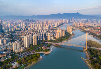 Fototapeta na wymiar Aerial photography of Fuzhou city scenery panorama