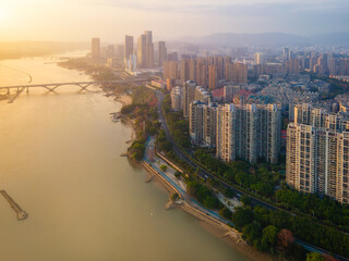 Fototapeta premium Aerial photography of Fuzhou city scenery panorama