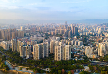 Fototapeta na wymiar Aerial photography of Fuzhou city scenery panorama