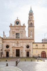 Fototapeta na wymiar Facade of the church of San Giovanni Evangelista, historic center of Parma, Italy