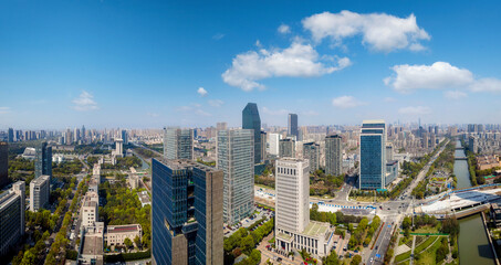 Obraz premium aerial photography ningbo city architecture landscape skyline large format