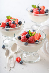 Fresh and sweet Panna Cotta made of gelatin and cream.