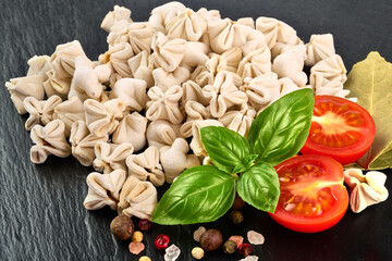 Homemade italian ravioli pasta with soy.