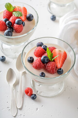 Sweet and fresh Panna Cotta made of cream and vanilla.