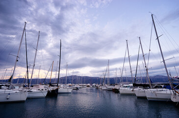 Obraz na płótnie Canvas Marina harbour with beautiful white yachts in Split, Croatia.