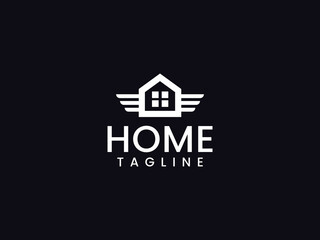 Flying home logo template, House and wing concept