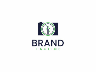 Obraz premium Nature photography logo template, Camera and tree concept